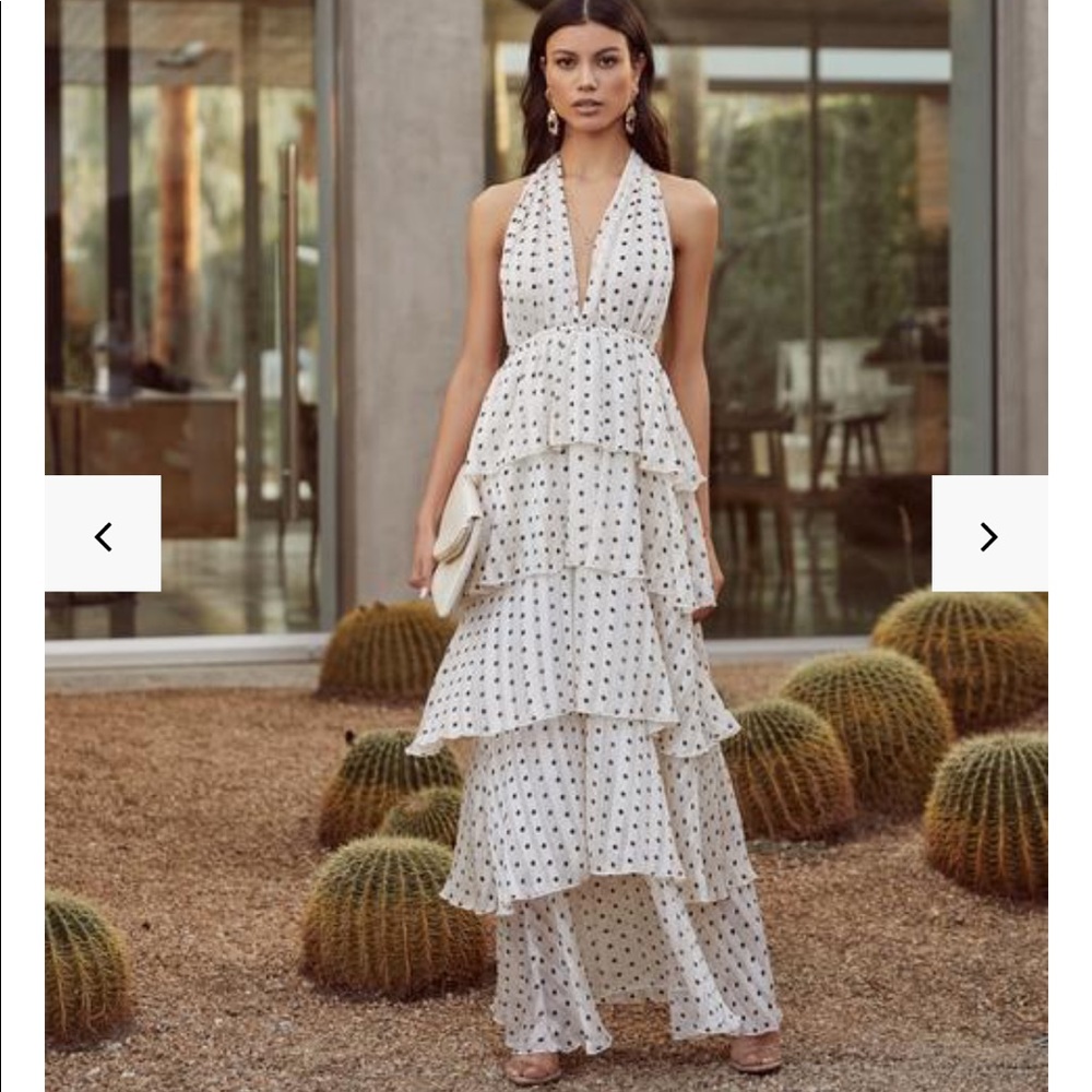 vici off white polka dot ruffled maxi dress / SM